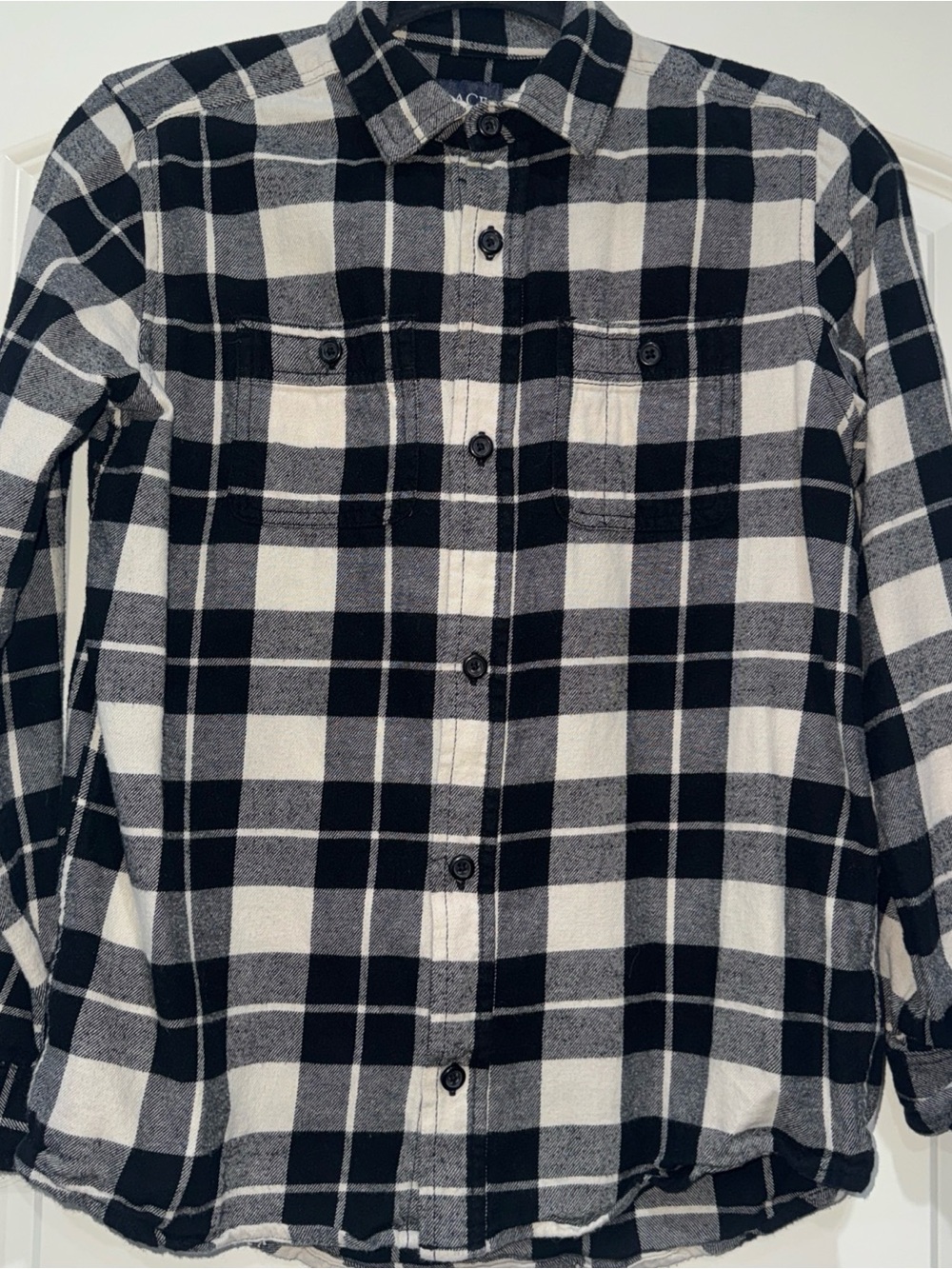 Boy Black & White Plaid Button-Up Shirt Size XL 14